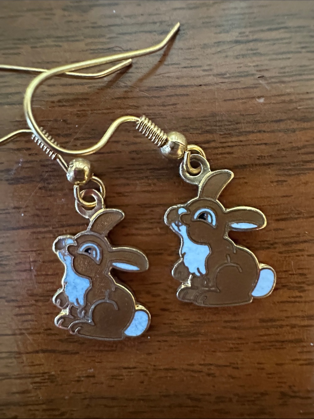 Vintage 70s Aviva Brown Bunny Dangle Earrings‎
